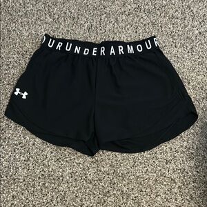 Under Armour Women's Black Athletic Shorts with Logo Detail
